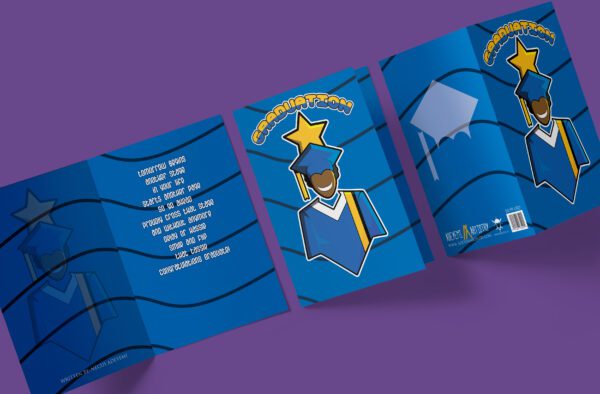 Graduation card with words and cap and gown