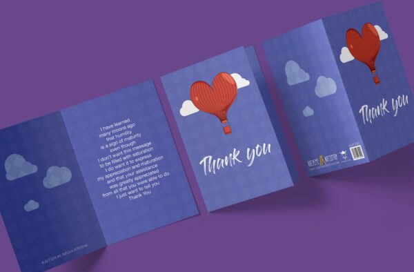thank you greeting card with red heart